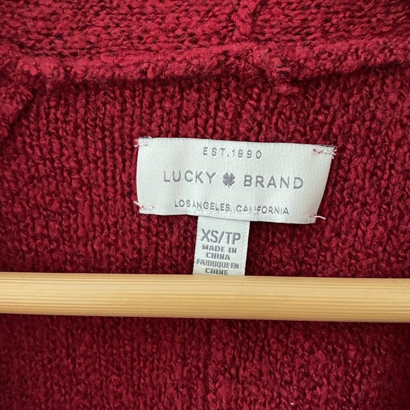 Women’s Lucky Brand Red Wool Blend Texture Stitch Cardigan Sweater Size XS - Picture 5 of 6